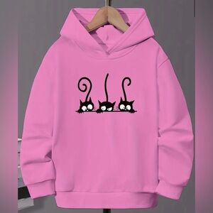 NWT GIRLS HOODIE SWEATSHIRT ADORNED WITH CATS - In Closet Get One Free!!